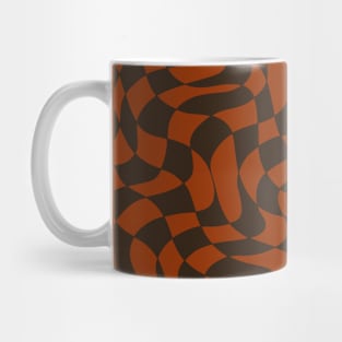 Brown and Orange Distorted Warped Checkerboard Pattern IV Mug